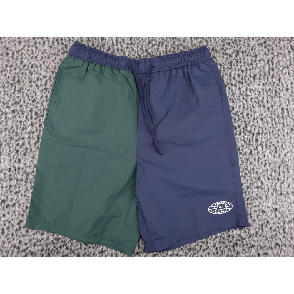 Primitive Skateboarding Colorblock Shorts Mens Small Navy Green Globe Logo 7893 - Picture 1 of 8